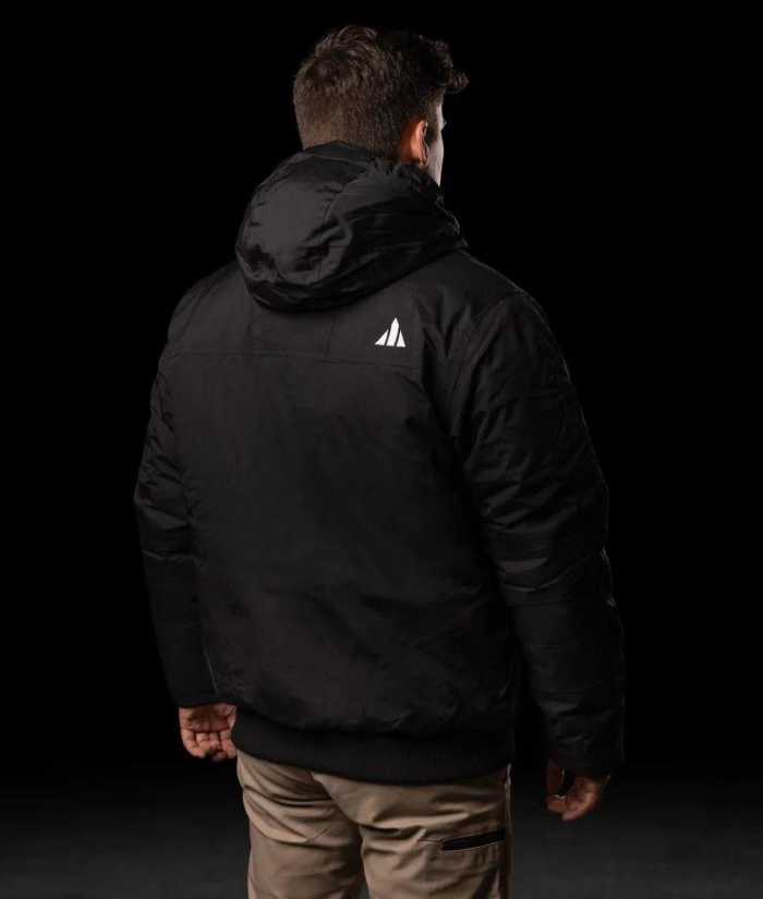 model-Front-bad-waterproof-quest-parka-jacket-black-worn-khaki-bad-pant-black-tee