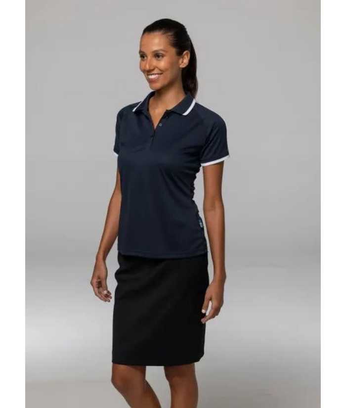 model-navy-white-aussie-pacific-double-bay-ladies-womens-short-sleeve-polo-2322
