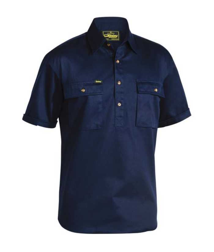 navy-BSC1433-bisley-short-sleeve-closed-front-cotton-drill-shirt