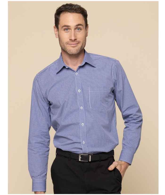 navy-cAREER-BY-GLOWEAVE-mens-long-sleeve-westgarth-gingham-check-shirt-1637L