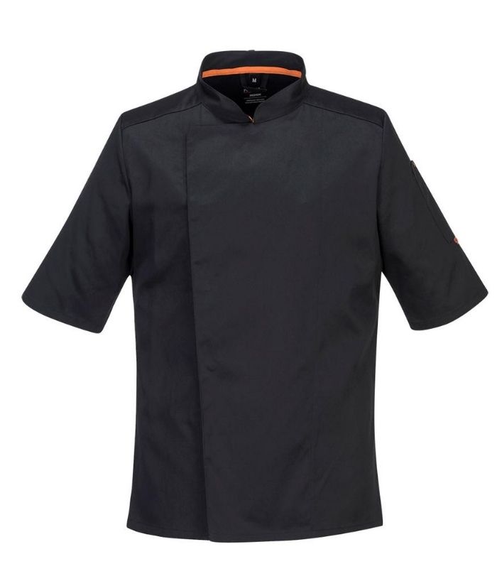 portwest-meshair-domed-chef-jacket-Short-sleeves-black-S738