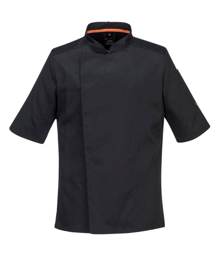 portwest-meshair-domed-chef-jacket-Short-sleeves-slate-grey-S738