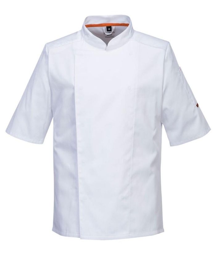 portwest-meshair-domed-chef-jacket-Short-sleeves-white-S738