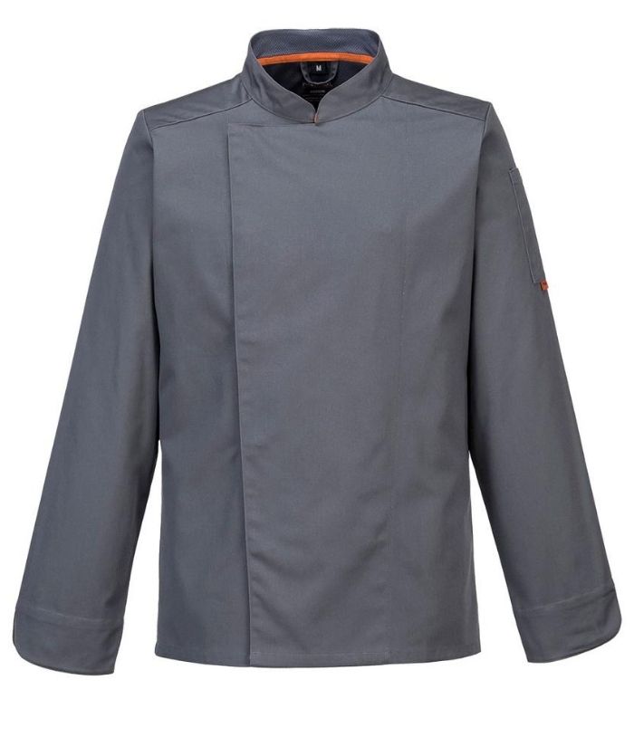 portwest-meshair-domed-chef-jacket-long-sleeves-black-S838