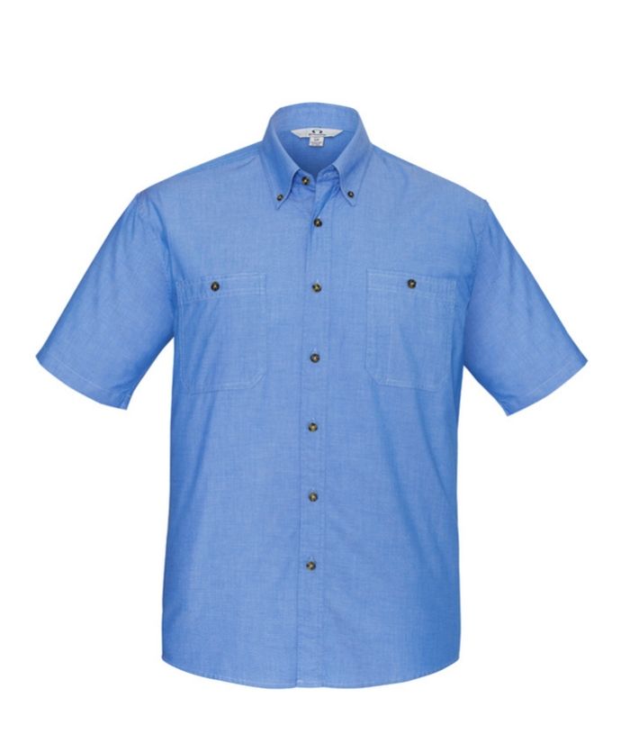 Mens Wrinkle Free, Chambray Short Shirt Shirt