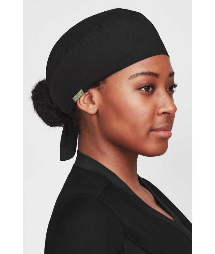 black-worn-bizcare-unisex-scrub-cap-CSC249U-riley-scrub-top-black