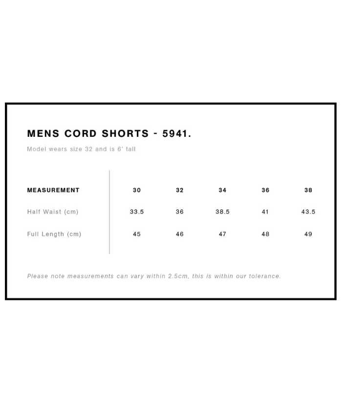 Mens Cord Shorts 18 - 5941 - AS Colour NZ