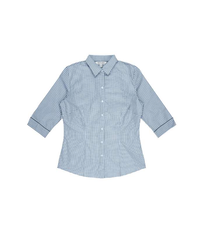 model-emerald-aussie-pacific-ladies-34-sleeve-check-shirt-2907T