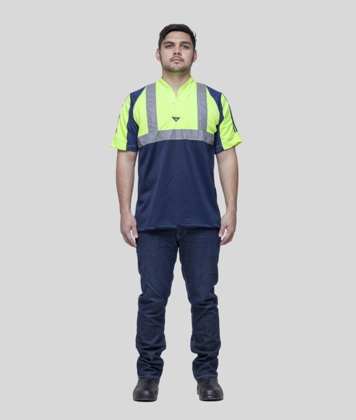 Hi Vis, Day/Night Half Front Rugger Polo Shirt