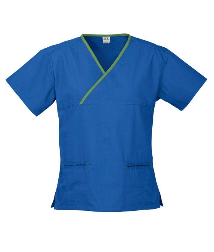 Womens Contrast Crossover Scrub Top