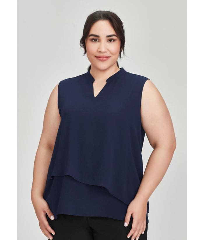 worn-cobalt-blue-biz-corporate-serville-womens-sleveless-layered-blouse-RB260LN