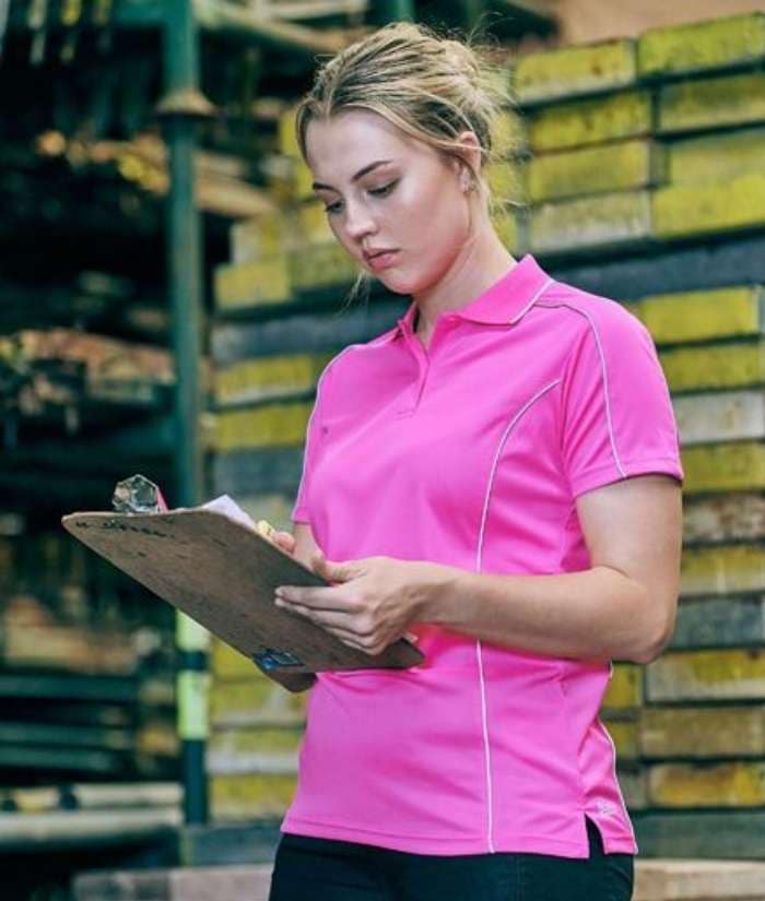 worn-black-bisley-BKL1425-womens-cool-mesh-polo-shirt-trades-uniforms