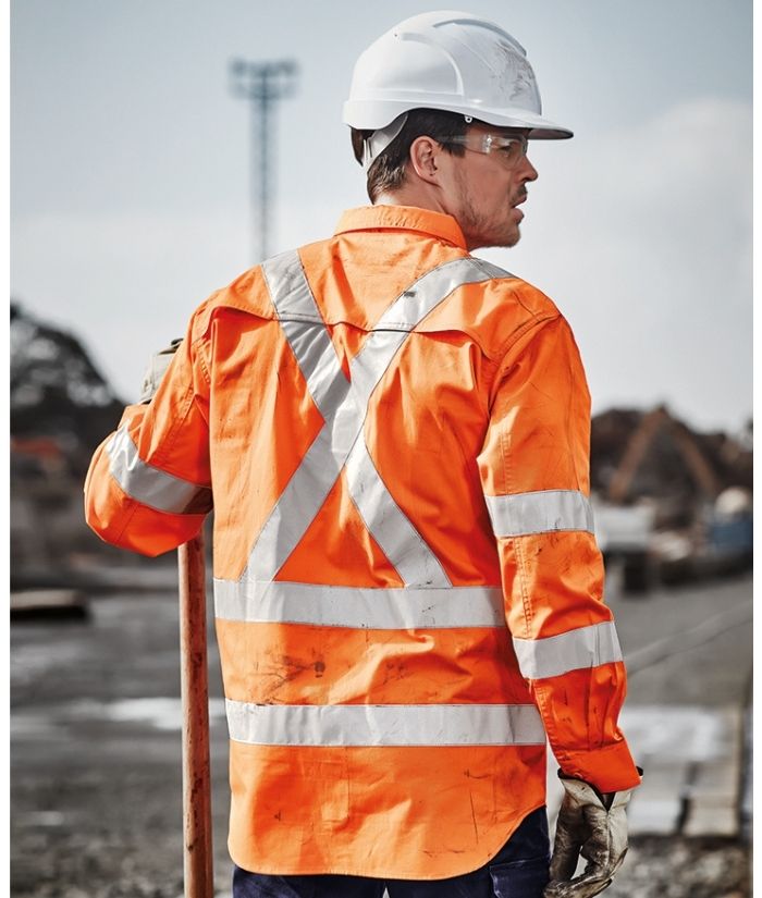 syzmik-zw690-mens-hi-vis-X-back-taped-ttmc-long-sleeve-shirt-orange-reflective-tape