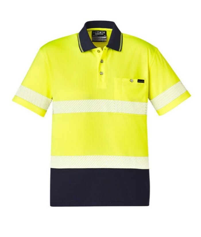 Unisex Hi Vis Segmented Short Sleeve Polo - Hoop Taped