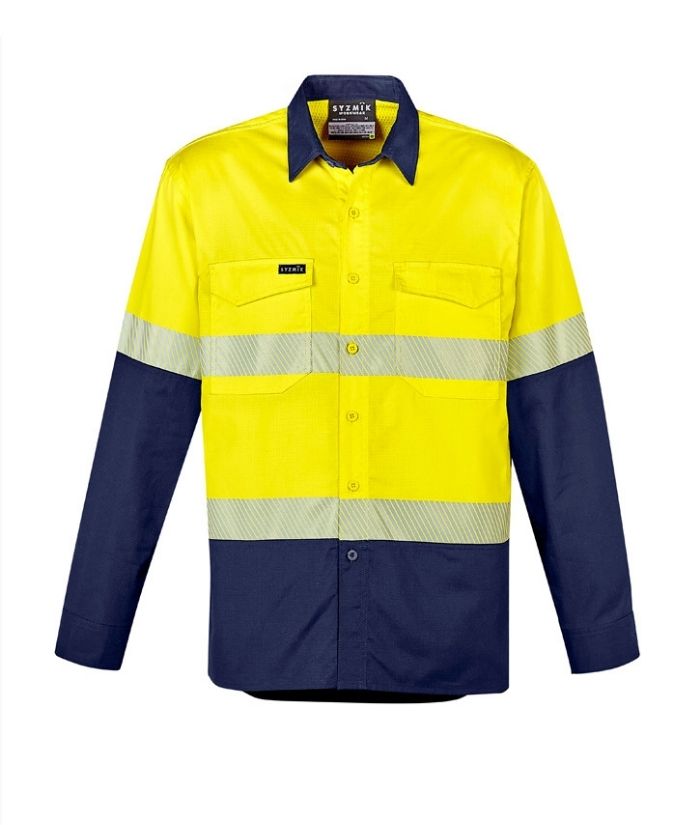 zw229-mens-rugged-cooling-hi-vis-segmented-tap-long-sleeve-shirt-orange-navy